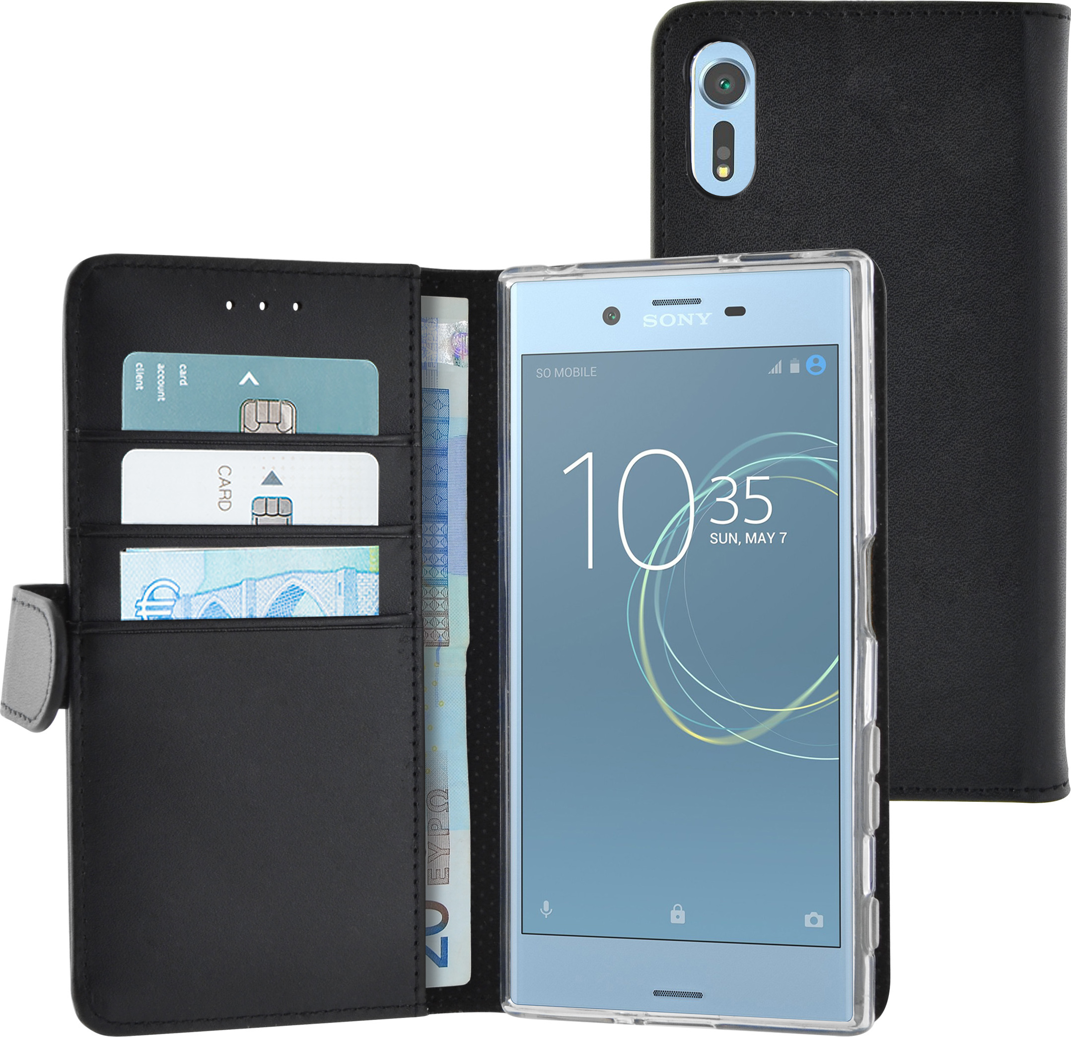 Azuri Walletcase Magnetic Closure Cardslots Black Sony Xperia Xzs Accessories Azuri Mobile